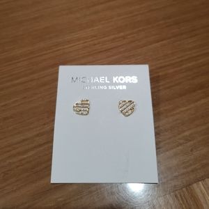 Michael Kors Sterling Silver Open Heart Stud Earrings